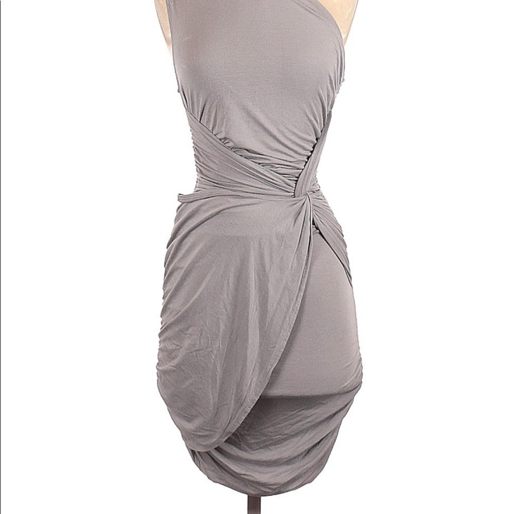 Tart dress grey ruched bodycon one shoulder dress S